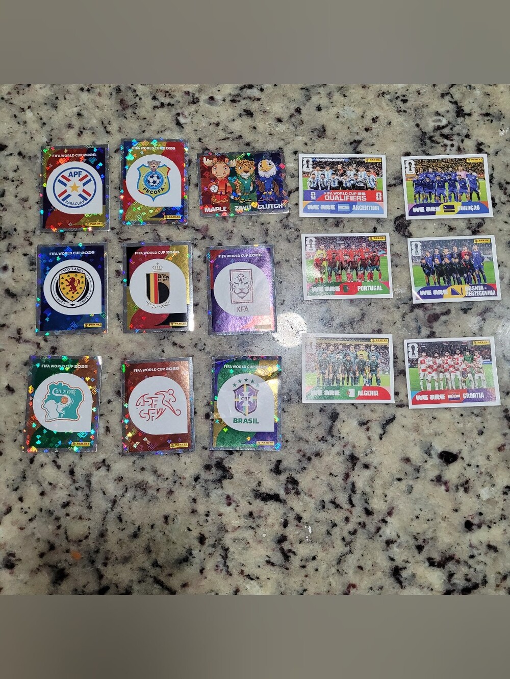 Panini Fifa World Cup Badge And Team Stickers Lot Of 15 Stickers